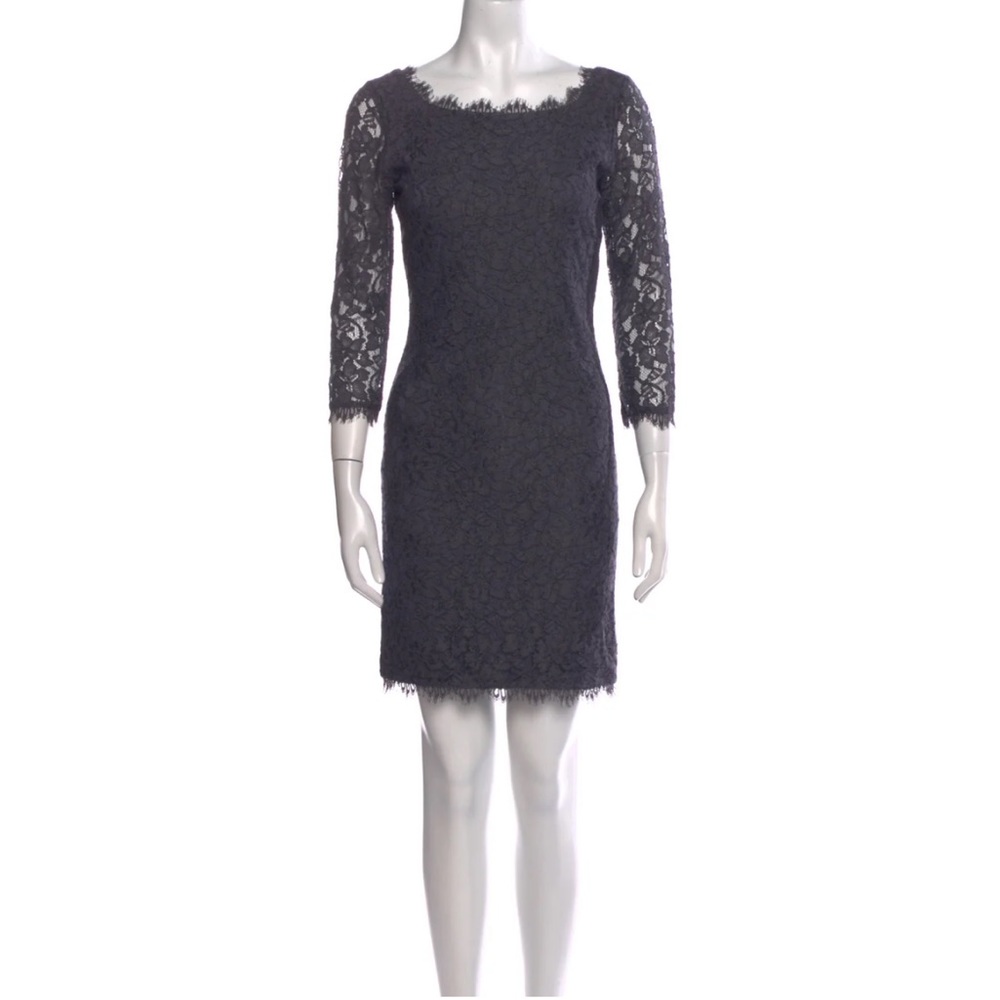 Diane von Furstenburg lace dress knee length dark lavender violet